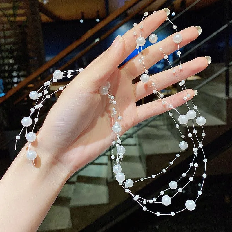 Colored flower bow Braided hair chain Pearl hair accessories chain Pearl braided tassels Braided hair band Popular items Braided hair headdress