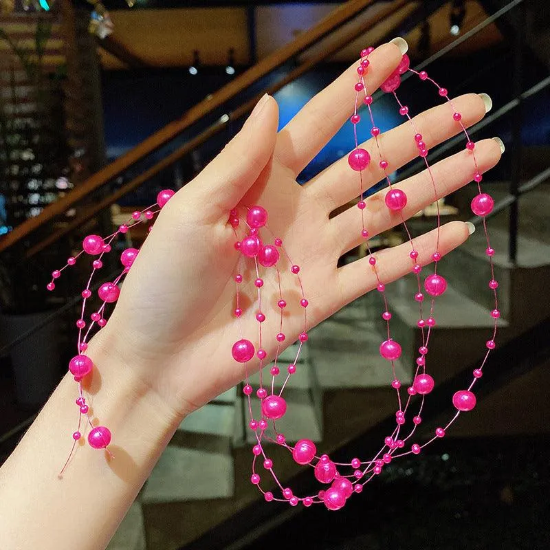 Colored flower bow Braided hair chain Pearl hair accessories chain Pearl braided tassels Braided hair band Popular items Braided hair headdress