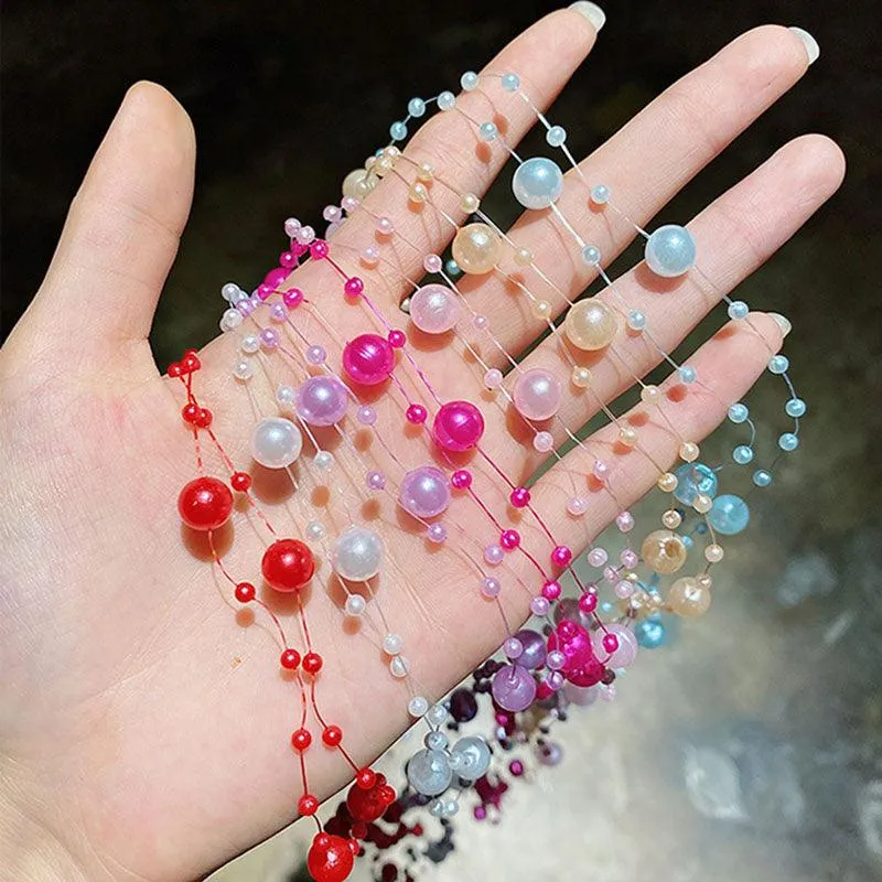 Colored flower bow Braided hair chain Pearl hair accessories chain Pearl braided tassels Braided hair band Popular items Braided hair headdress