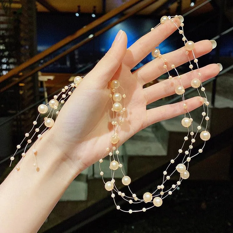 Colored flower bow Braided hair chain Pearl hair accessories chain Pearl braided tassels Braided hair band Popular items Braided hair headdress
