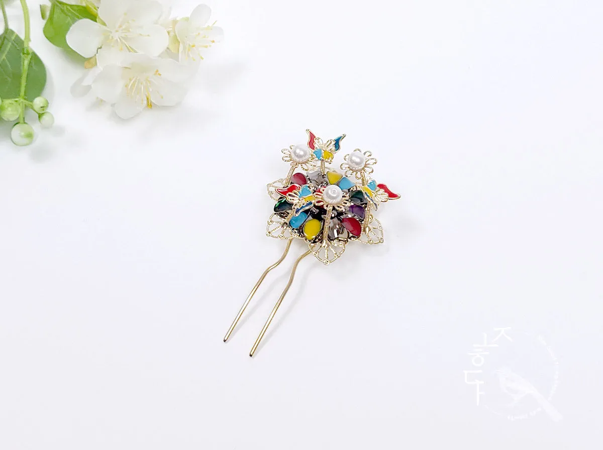 Colorful Floral Hairpin