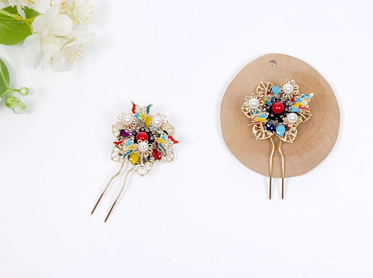Colorful Floral Hairpin