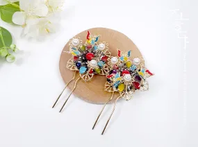 Colorful Floral Hairpin