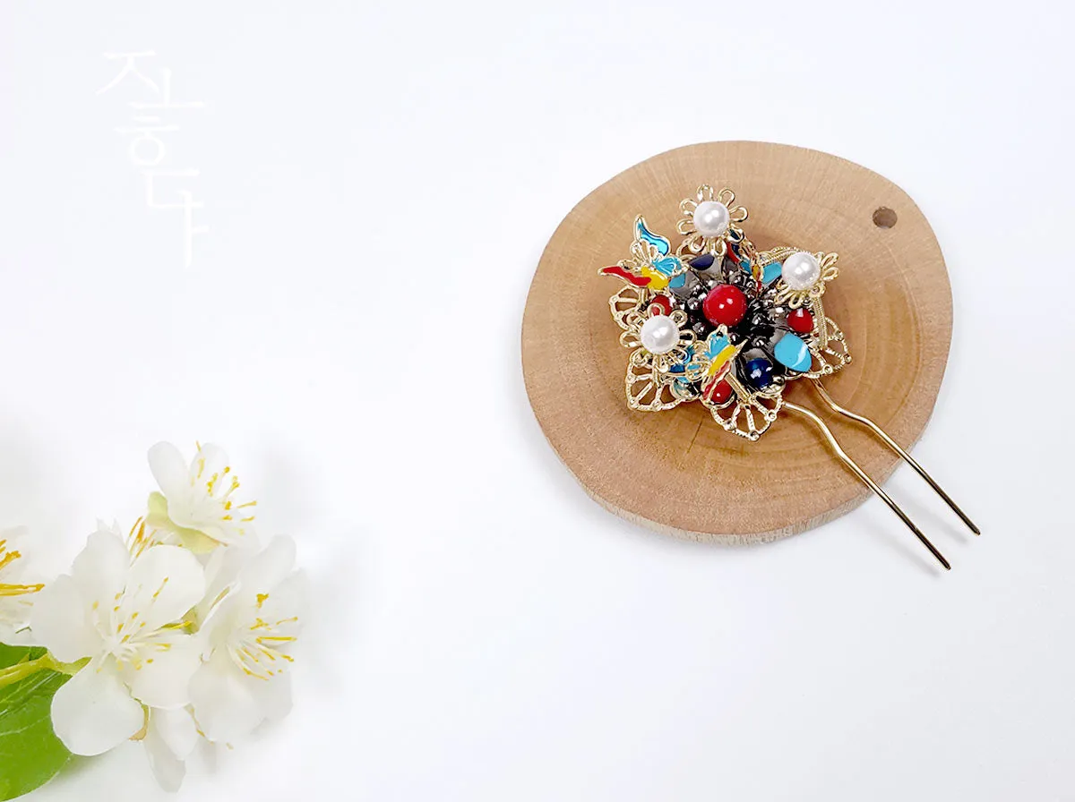 Colorful Floral Hairpin