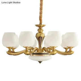 Contemporary Gold Suspension Pendant Light with White Glass Tulips - Ideal for Living Rooms