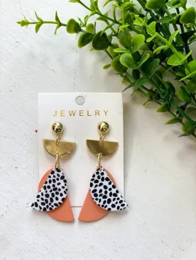 Coral & Dalmation Polymer Clay Earrings