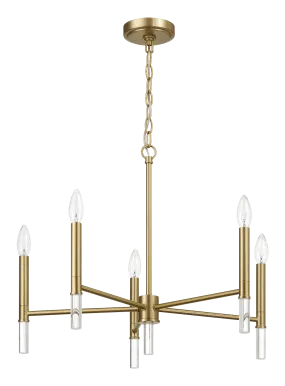 Courtyard Five Light Golden Brass Candle Light Chandelier 24"W × 17.75"H