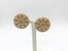 Cream Colored Vintage Art Deco Style Earrings with Coppery Accents