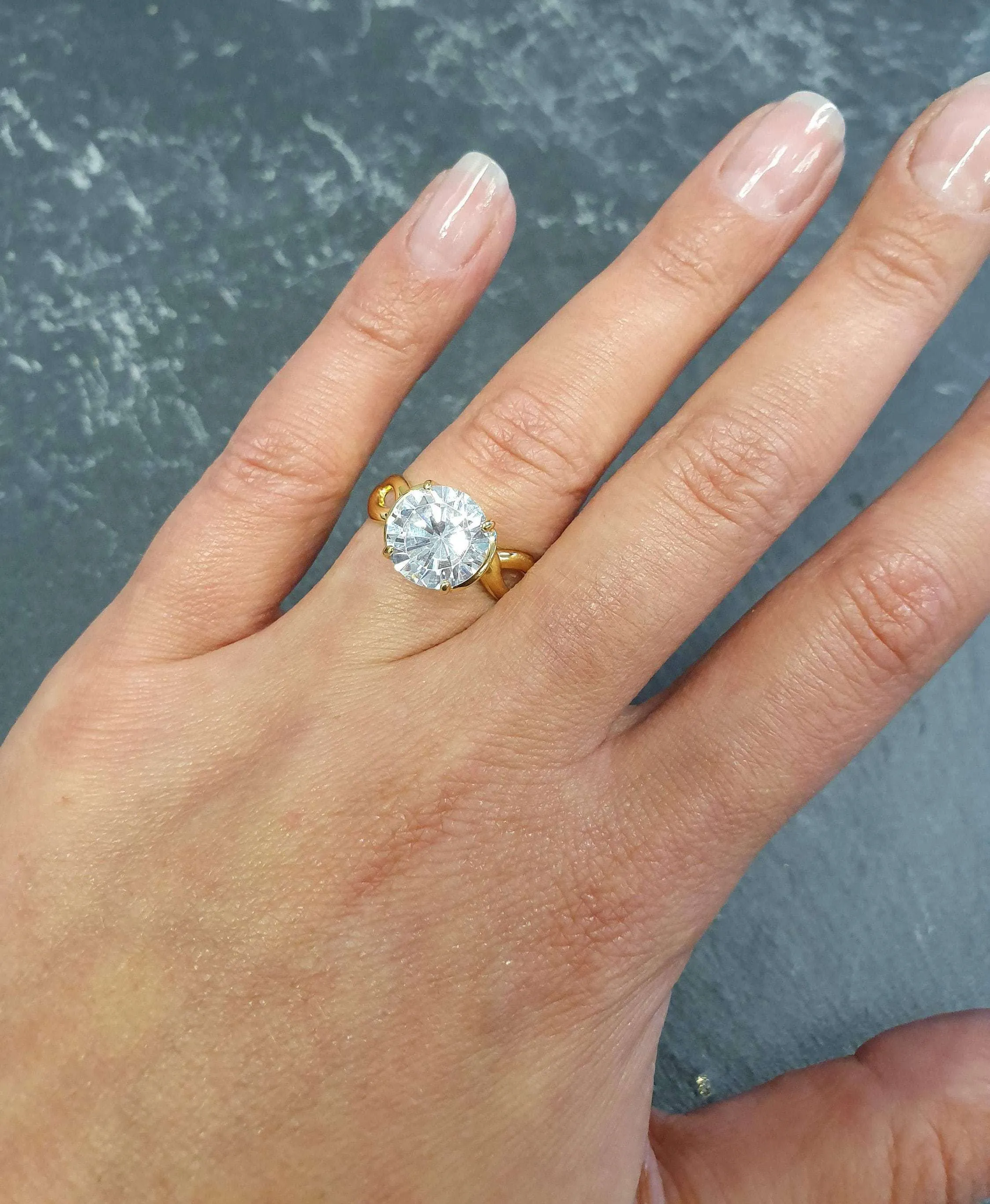 Created CZ Diamond Ring - Solitaire Diamond Gold Ring - Round Diamond Ring