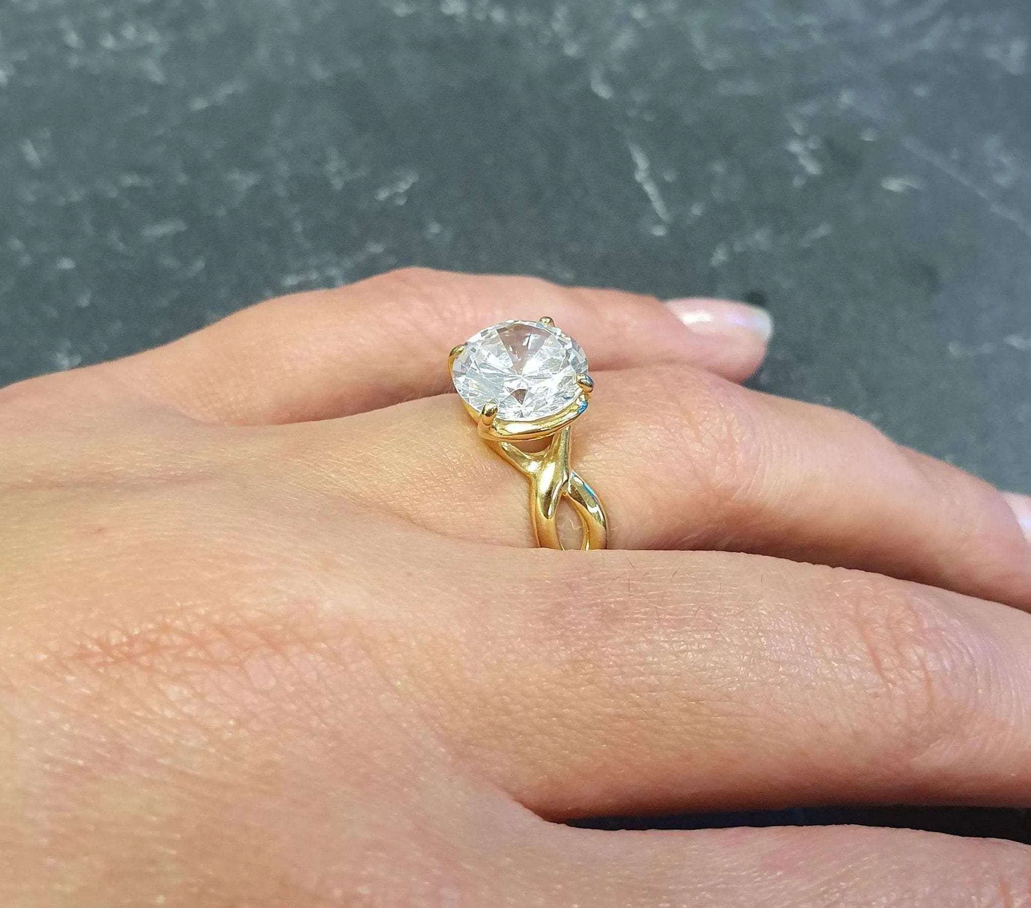 Created CZ Diamond Ring - Solitaire Diamond Gold Ring - Round Diamond Ring