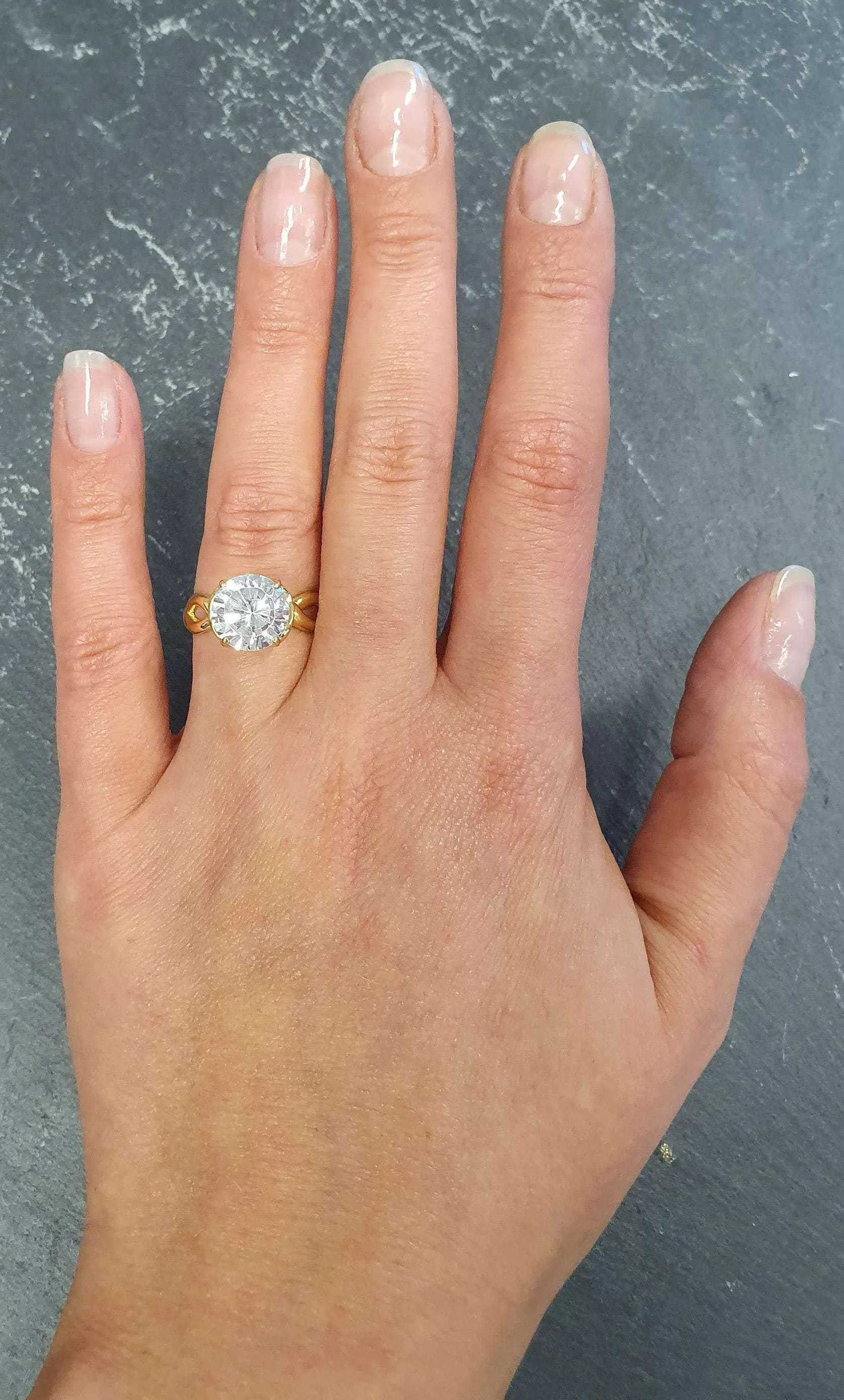 Created CZ Diamond Ring - Solitaire Diamond Gold Ring - Round Diamond Ring