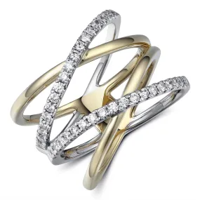 Criss-Cross Two -Tone Gold & Diamond Ring