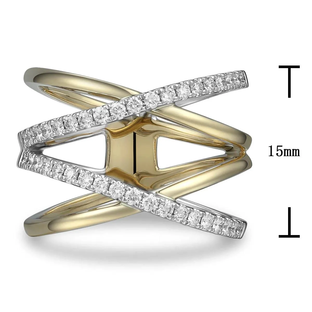 Criss-Cross Two -Tone Gold & Diamond Ring