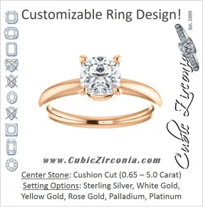 Cubic Zirconia Engagement Ring- The Angelina (Customizable Cushion Cut  Elevated Solitaire)