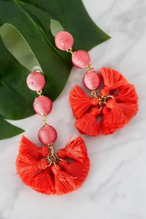 Dangle My Way Tassel Earrings In Coral