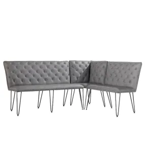 Darwen Studded Back Bench Set Grey