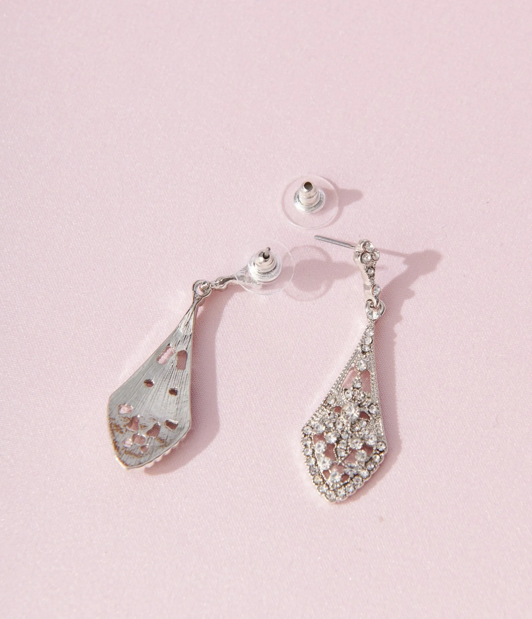 Deco Silver Rhinestone Chandelier Drop Earrings