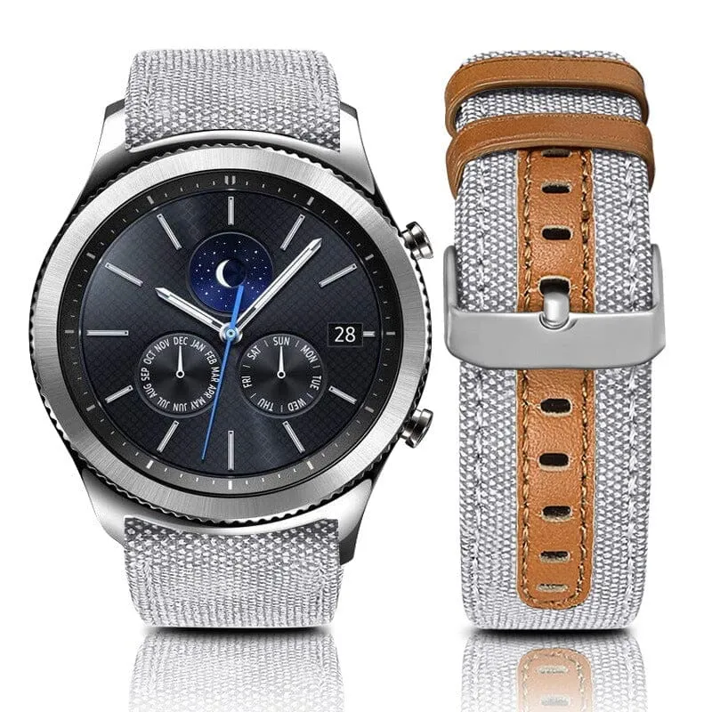 Denim & Leather Watch Straps Compatible with the Huawei Watch 2 Classic