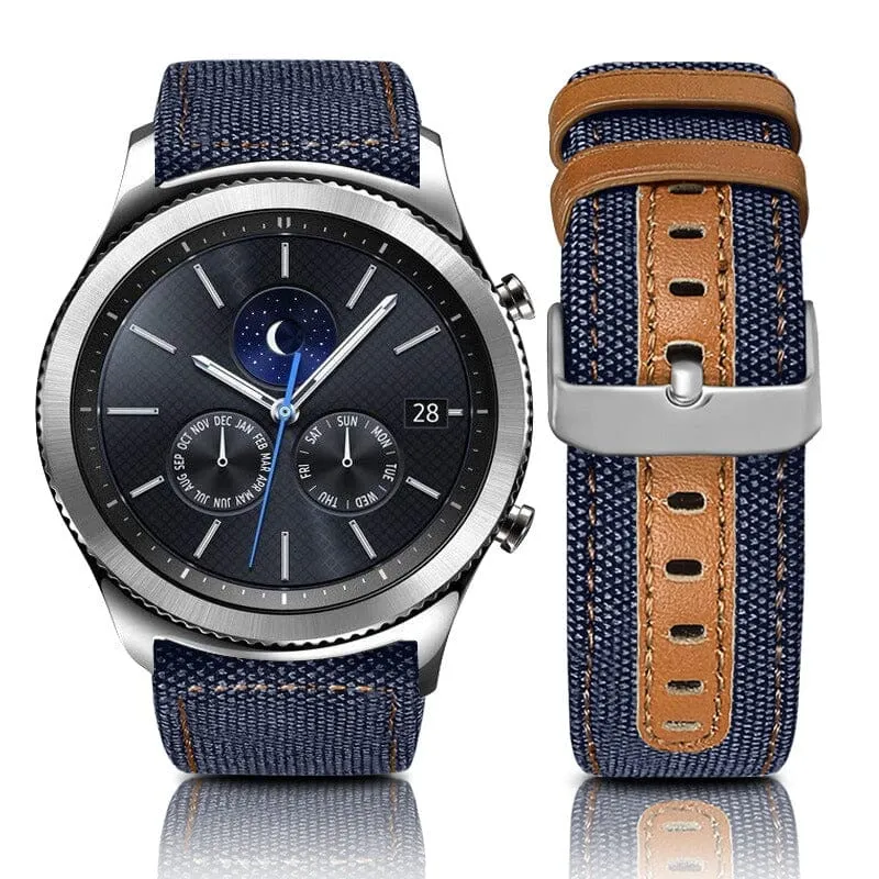 Denim & Leather Watch Straps Compatible with the Huawei Watch 2 Classic