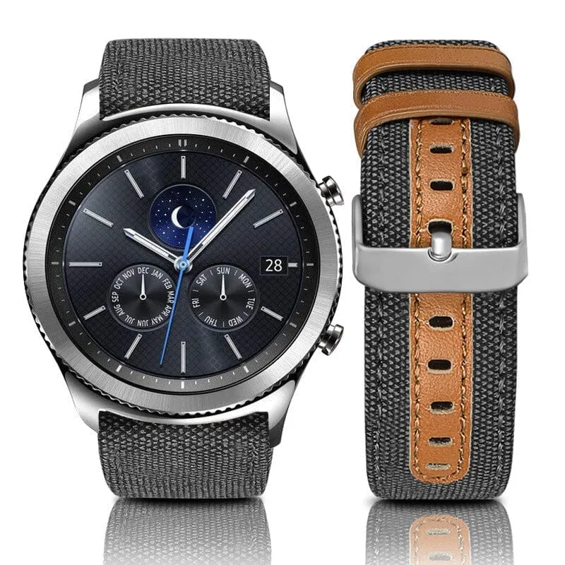 Denim & Leather Watch Straps Compatible with the Huawei Watch 2 Classic
