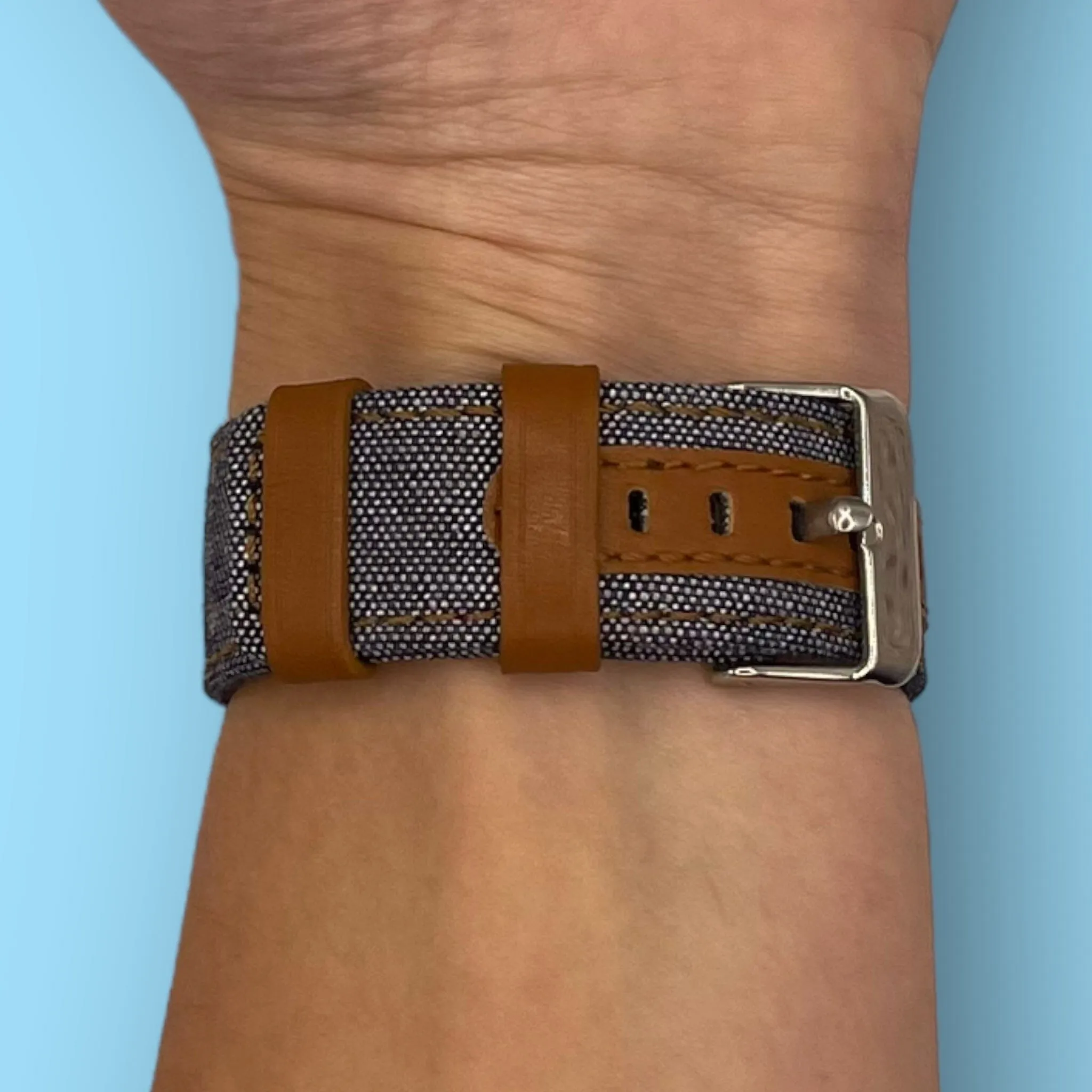 Denim & Leather Watch Straps Compatible with the Huawei Watch 2 Classic