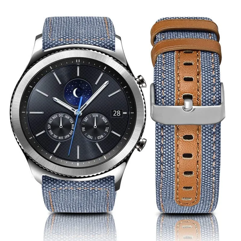 Denim & Leather Watch Straps Compatible with the Huawei Watch 2 Classic