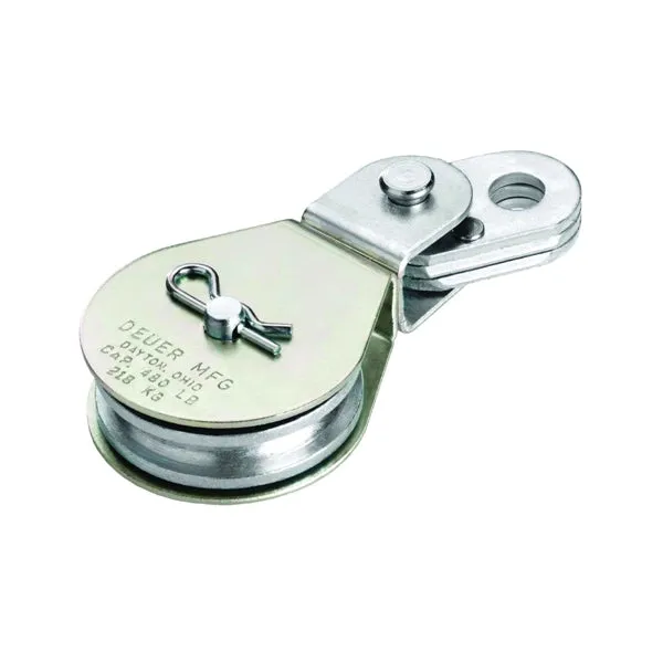 DEUER DB-15E Cable Block, 1/4 in Rope, 480 lb Working Load, 2 in Sheave, Zinc