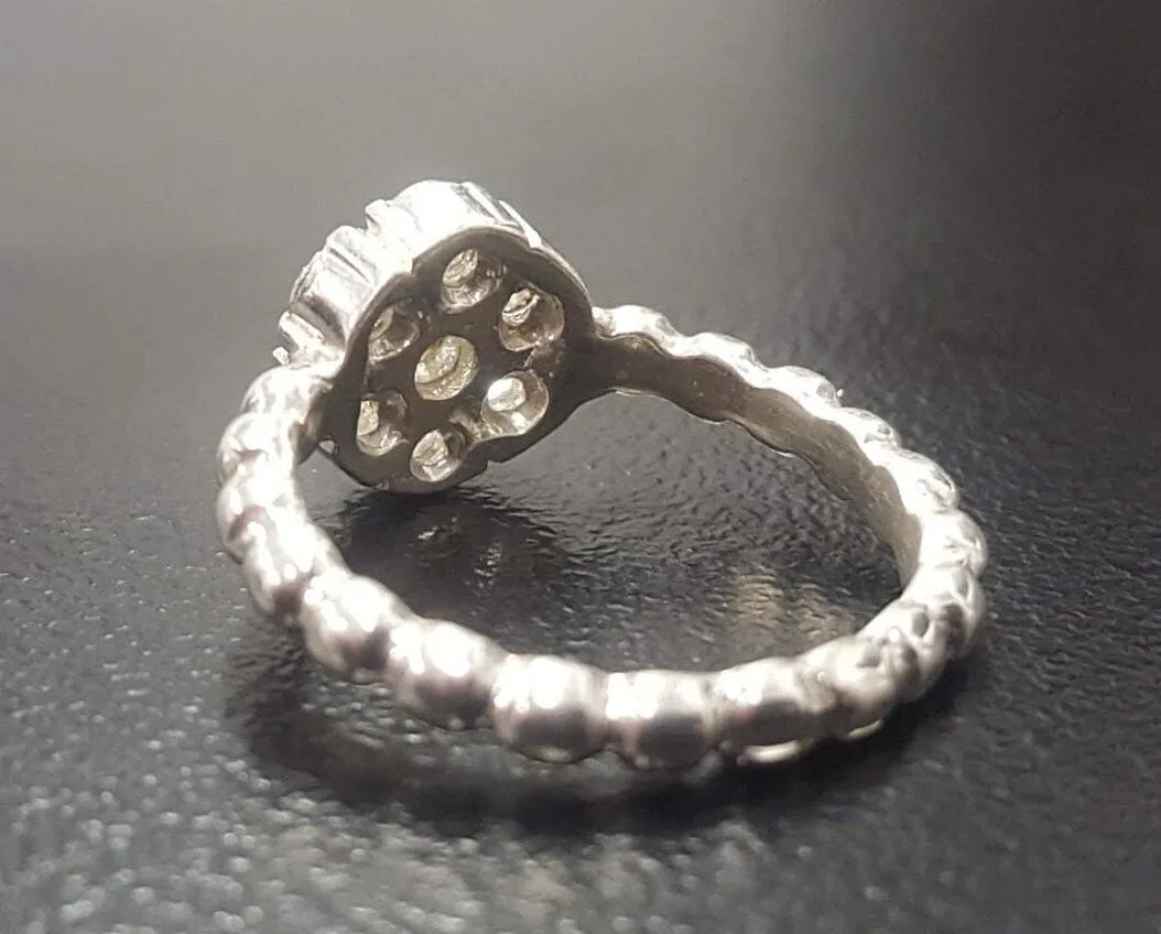 Diamond Flower Ring - Daisy Silver Ring - Dainty Diamond Ring