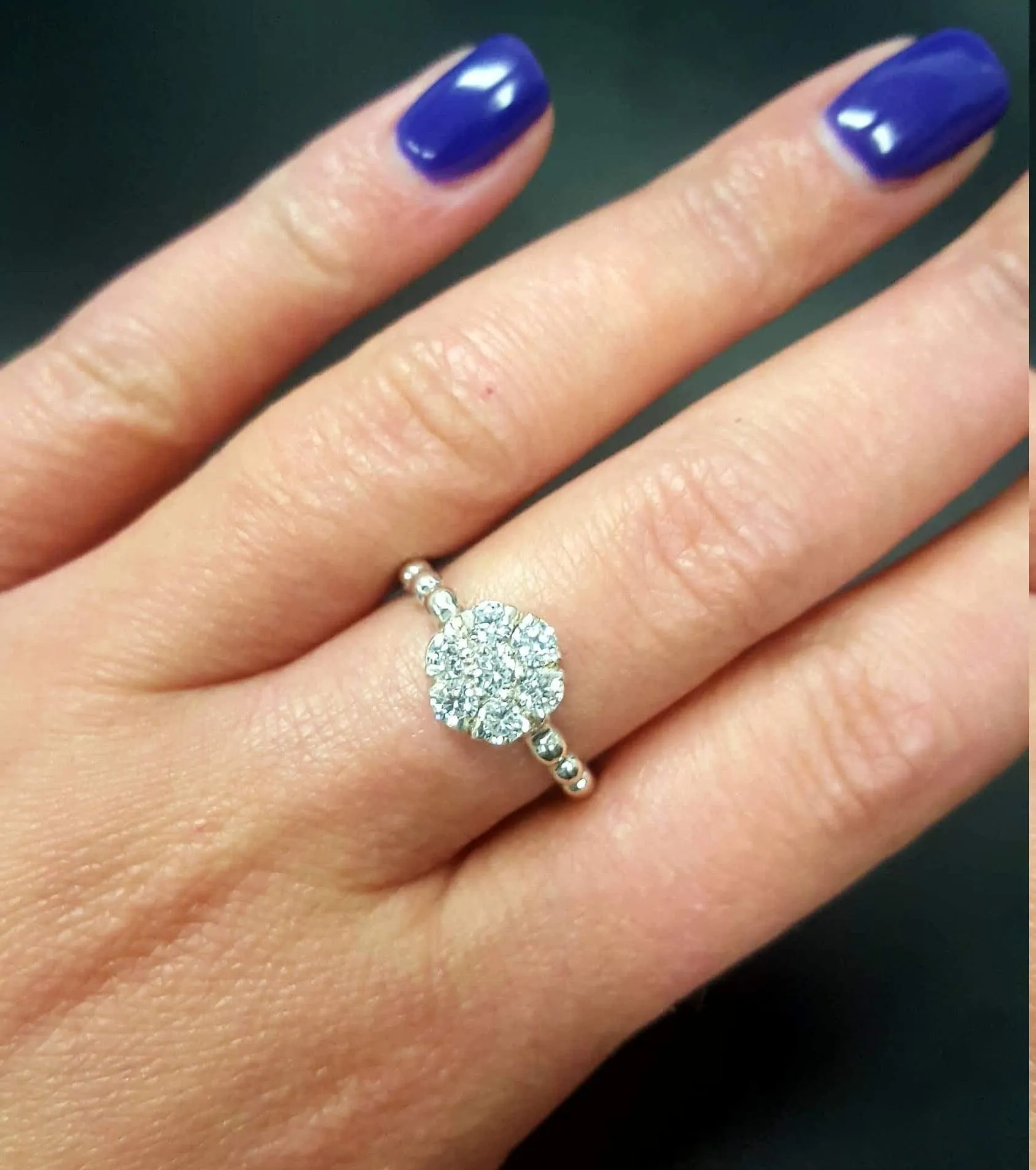 Diamond Flower Ring - Daisy Silver Ring - Dainty Diamond Ring