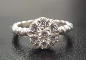 Diamond Flower Ring - Daisy Silver Ring - Dainty Diamond Ring