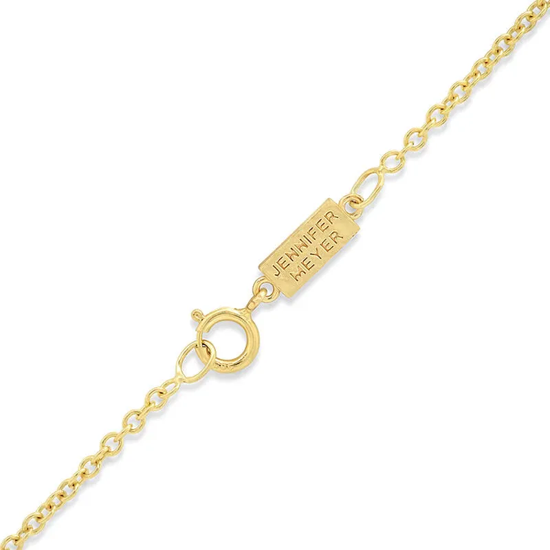 Diamond Stick Necklace with Heart Cut Turquoise Accent