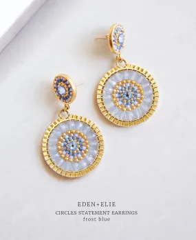 EDEN   ELIE Double Circle Statement Drop Earrings - frost blue