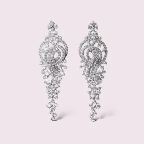 Elegant Gardenia Floral Cubic Zirconia Micro-paved Bridal Earrings, Crystal Earrings