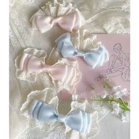 Elegant pink lace bow hairpin