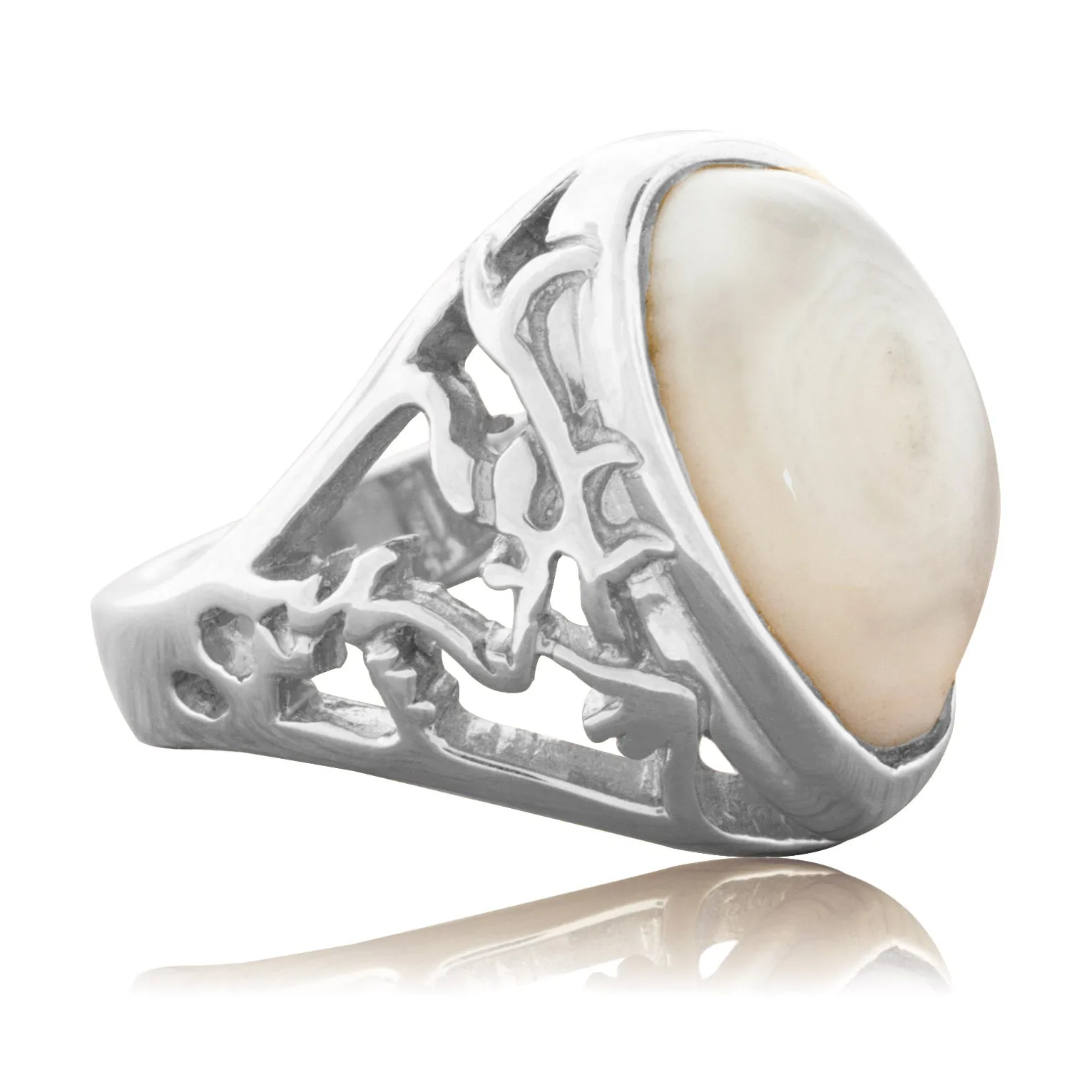 Elk Tooth Ivory Nature Scene Cutout Ring