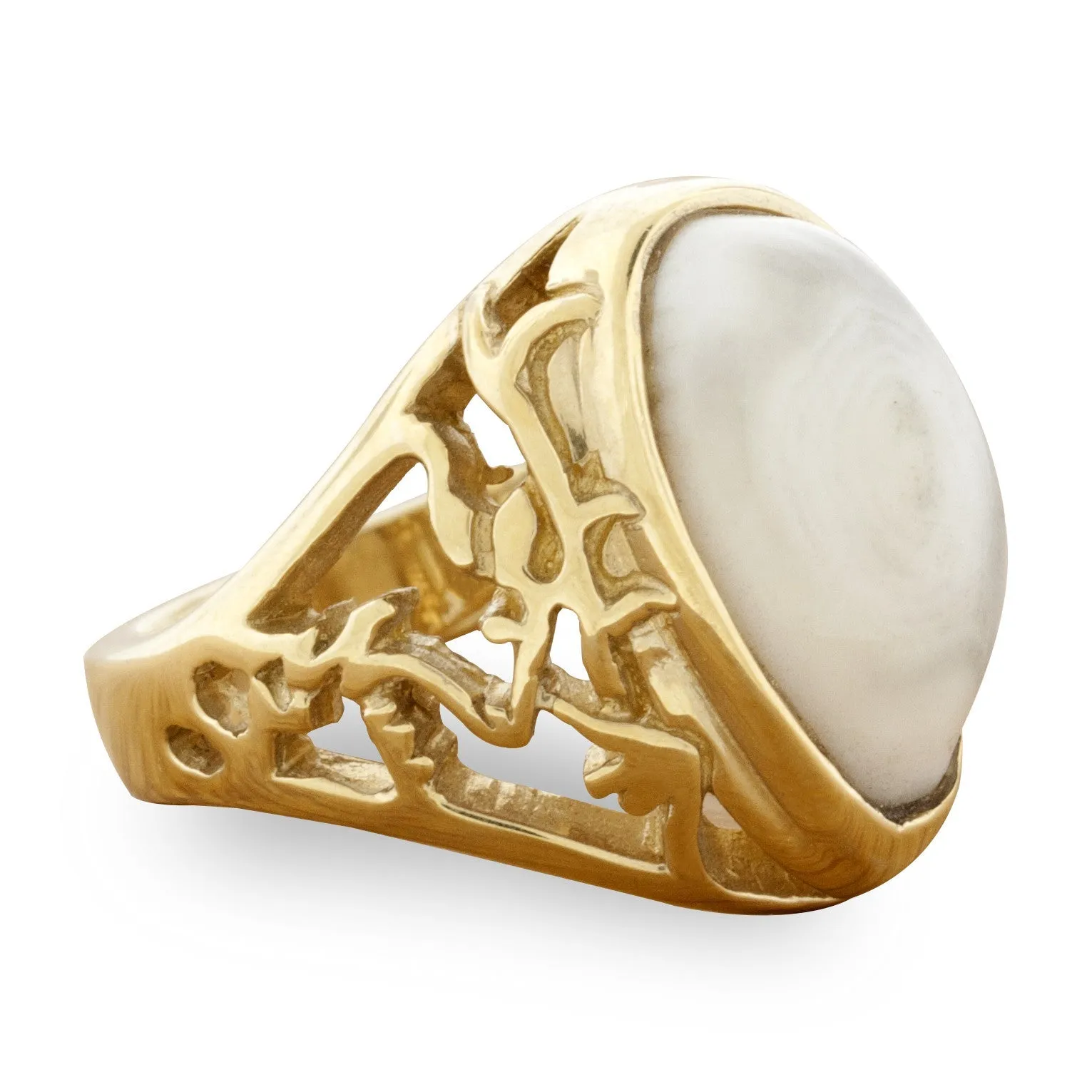 Elk Tooth Ivory Nature Scene Cutout Ring