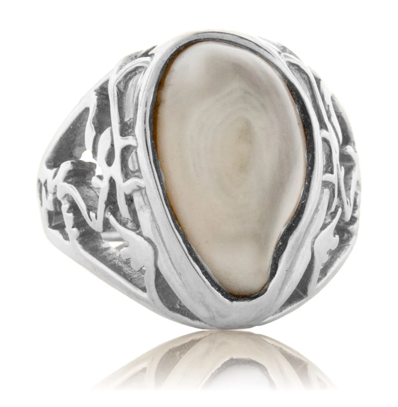 Elk Tooth Ivory Nature Scene Cutout Ring