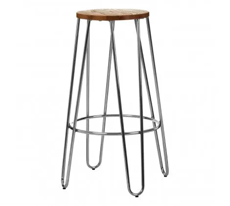 Elm Wood & Chrome Bar Stool