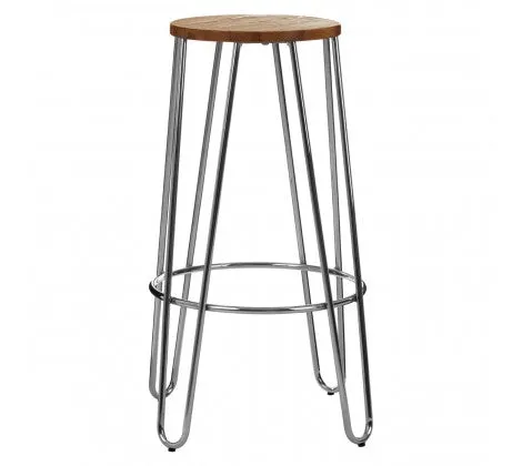 Elm Wood & Chrome Bar Stool