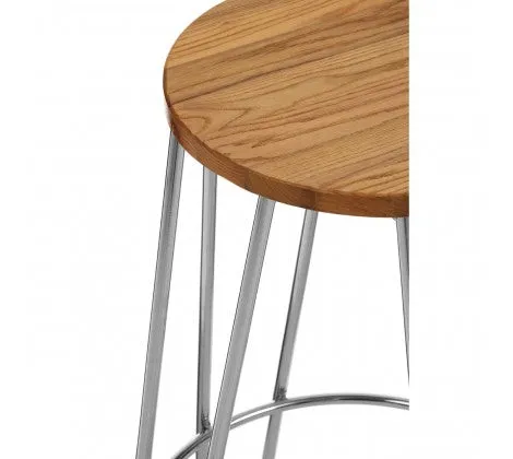 Elm Wood & Chrome Bar Stool