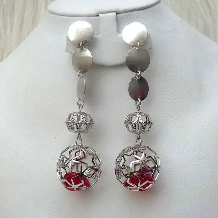 Elongated 3D Flower Beautiful New Design Silver Party Earring Jewellery Gift