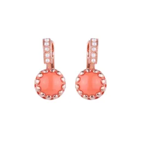 Embellished Metallic Halo Leverback Earrings in "Coral" - Rose Gold