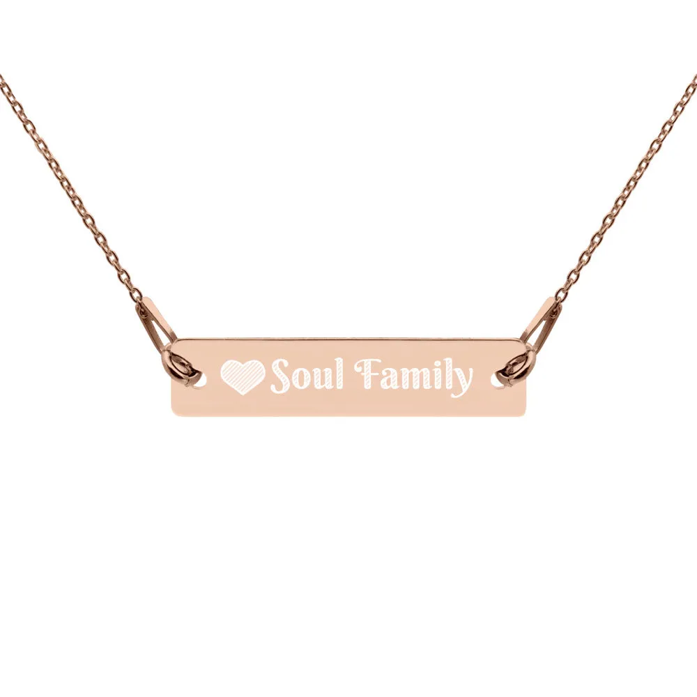 Engraved Silver Bar Chain Necklace - Soul Family  - Free Shipping