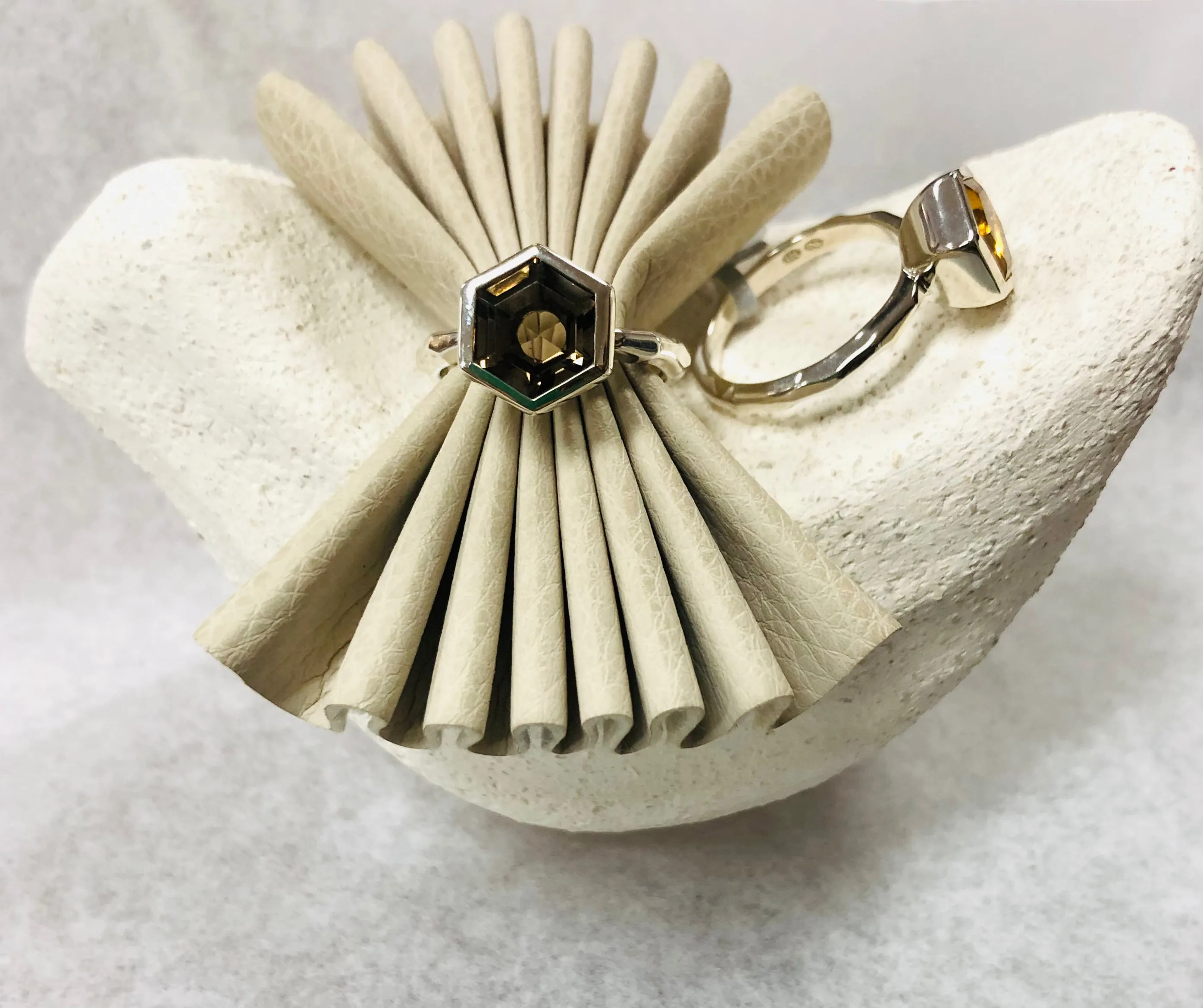 Facetted Band Ring with large Hexagon stone  Ai261H