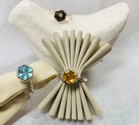 Facetted Band Ring with large Hexagon stone  Ai261H