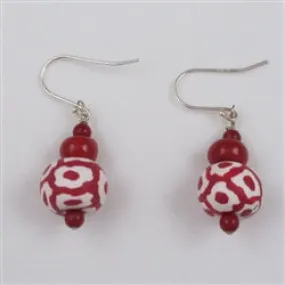 Fair Trade Red and White Samunnat Earrings