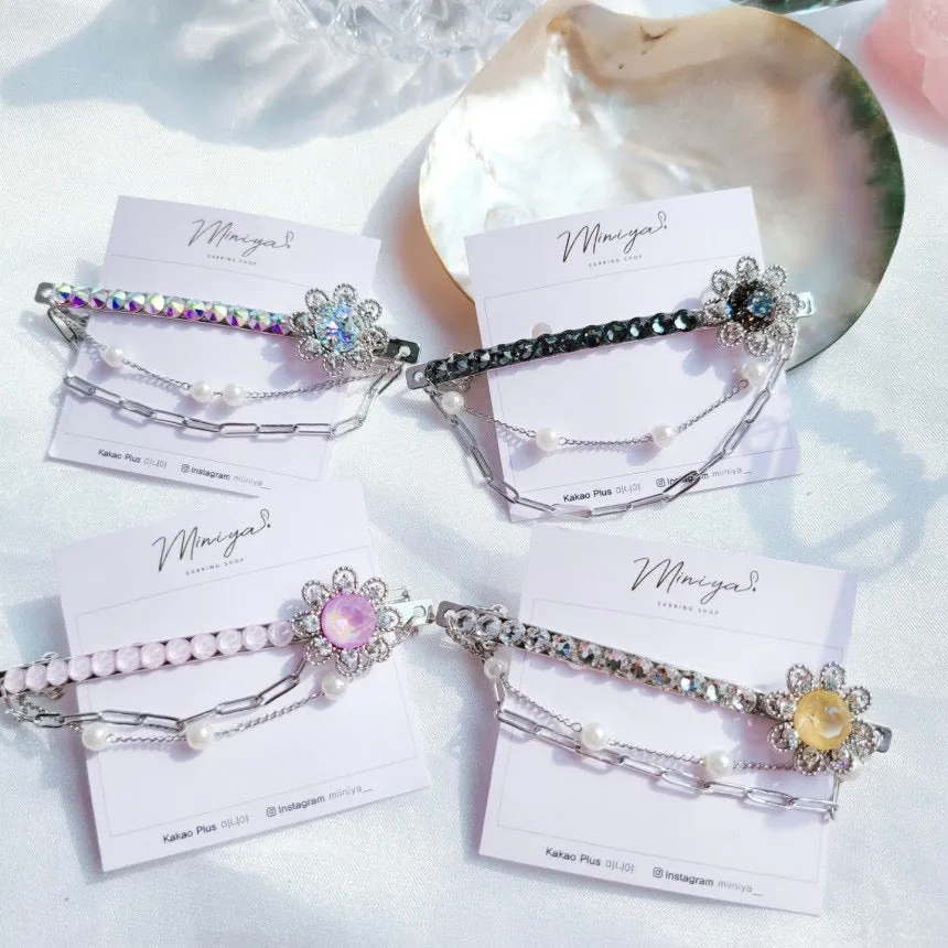 Flower Silver Chain Hairpin (Billlie-Tsuki, Nature,Loona) - 925 Sterling Silver