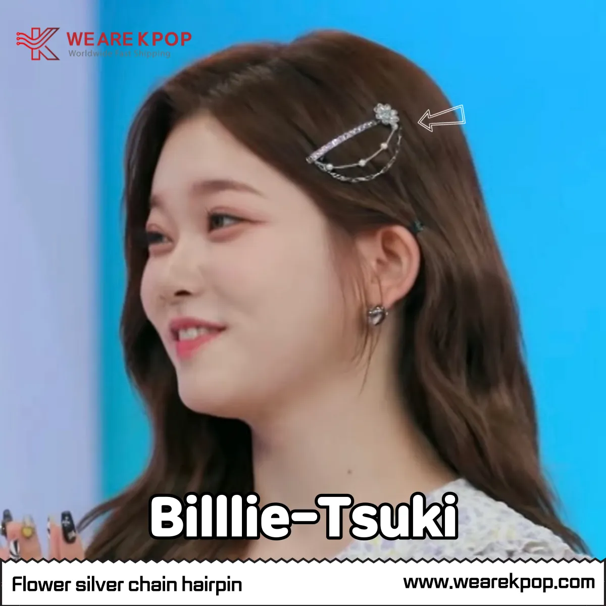 Flower Silver Chain Hairpin (Billlie-Tsuki, Nature,Loona) - 925 Sterling Silver