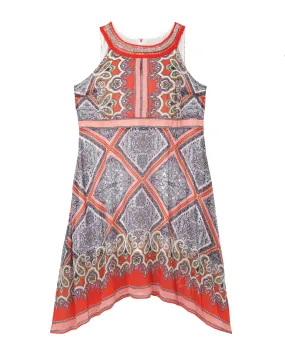 Gemma Dress | Orange / Royal Blue
