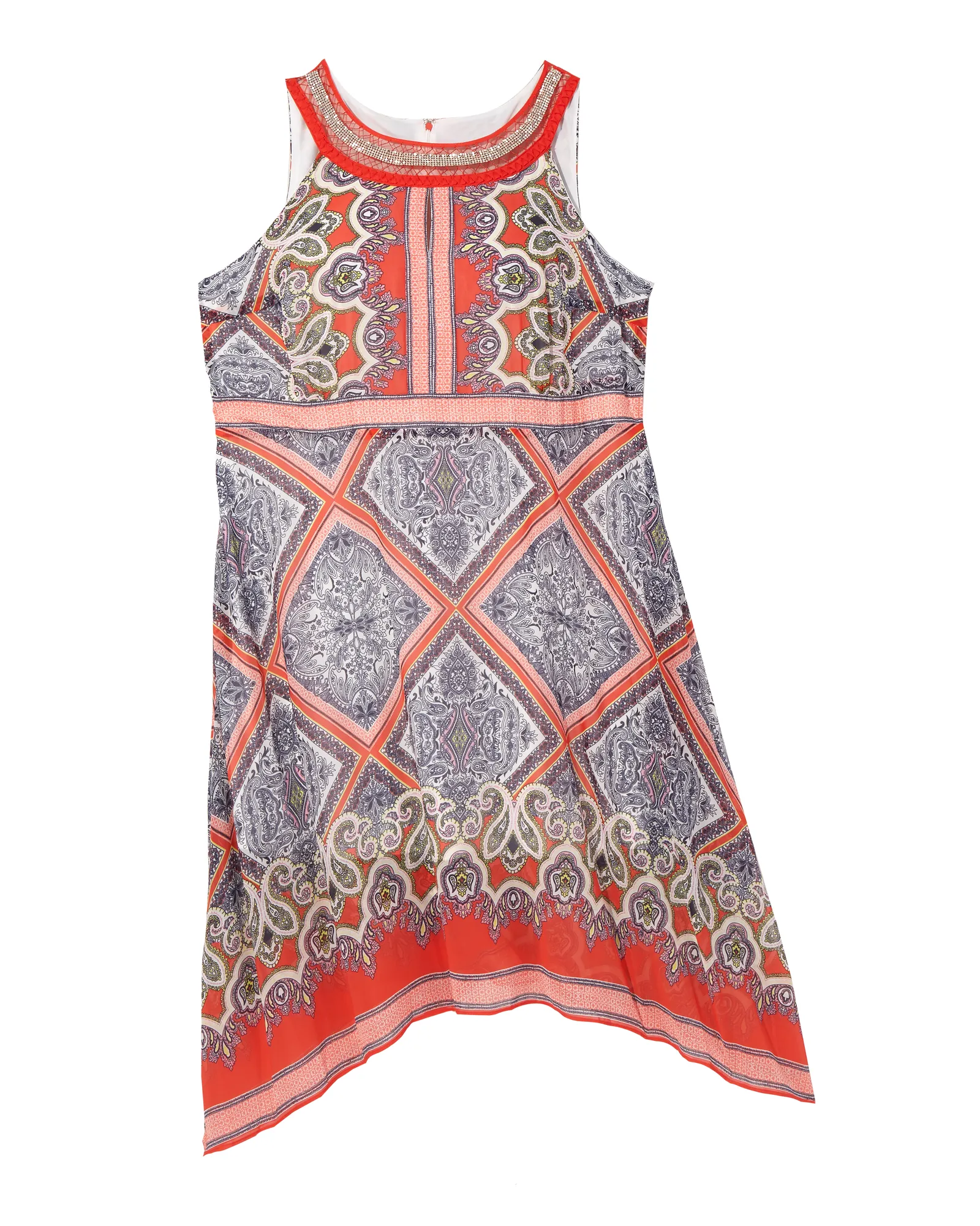 Gemma Dress | Orange / Royal Blue